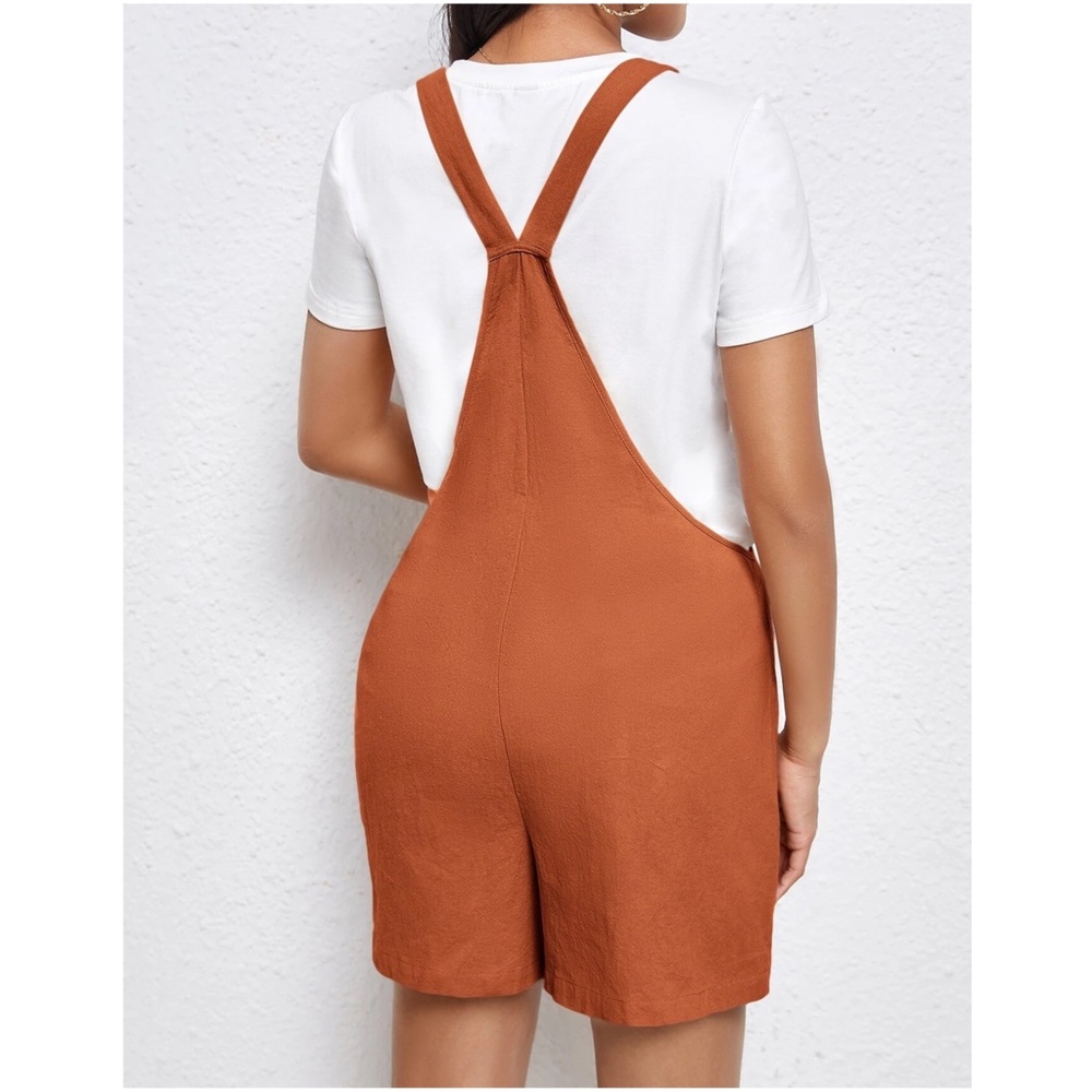 Maternity Rust Brown Casual Minimalist Romper - Picture 4 of 8